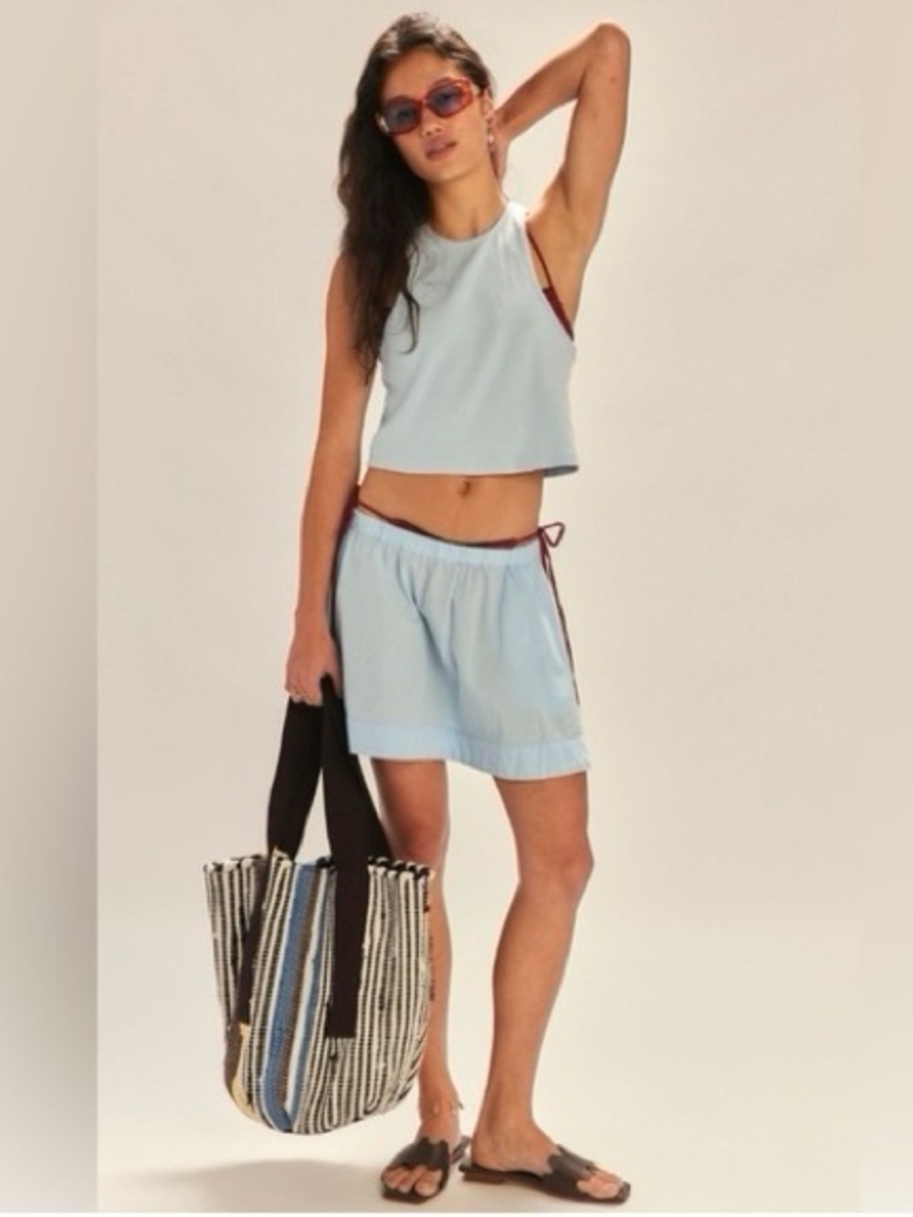 Free People Milani Set Blue Snowflake Mini Skirt Crop Top Beach Set Size M NWT